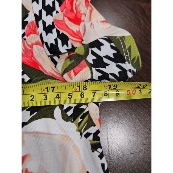 Lularoe Jessie Swing Dreas Houndstooth Floral Black White Orange Prach Size S - Picture 5 of 6